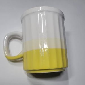 Yellow Striped Ombre Butter Heavy Duty Ribbed Coffee Mug Oversized Cup